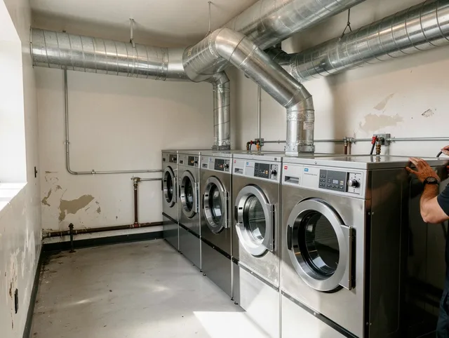 Los Alamitos Dryer Vent Cleaning team performing large-scale commercial dryer vent cleaning in Los Alamitos